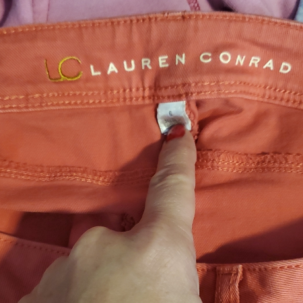LC Lauren Conrad Women's Vibrant Coral Skinny Jeans - Picture 5 of 5